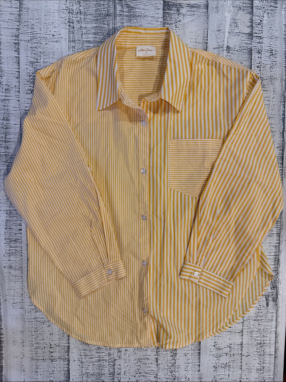 Allie Rose Classic Yellow Stripe Button-Down Shirt